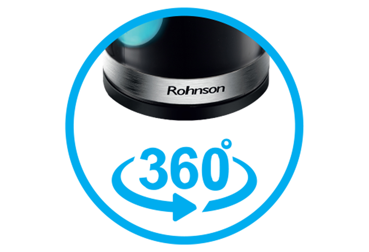 ο βραστήραςείναι στον αέρα και από κάτω φαίνεται η βάση του όπου πάνω έχει μπλε βελάκια που δείχνουν περιστροφικά